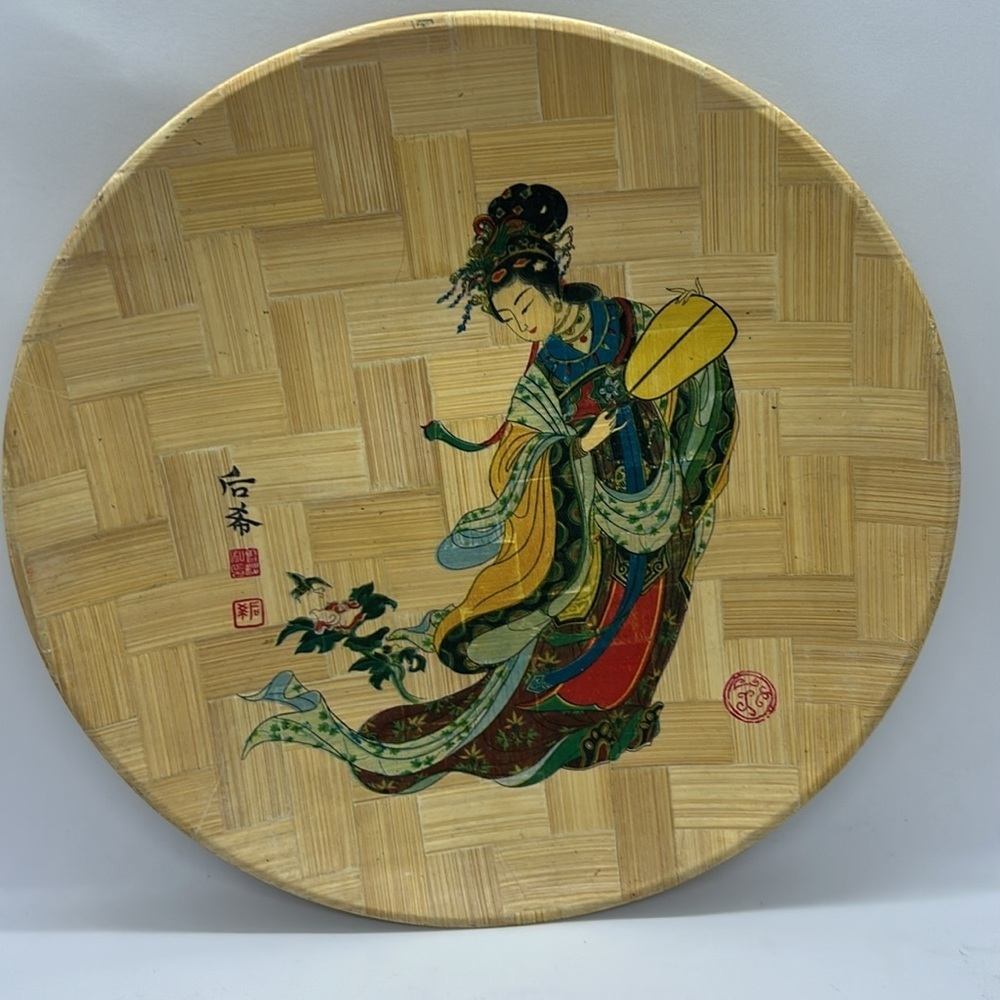 Decorative Set of Two 11’inch. Bamboo Wall Art with Asian Design Plates - Picture 4 of 13